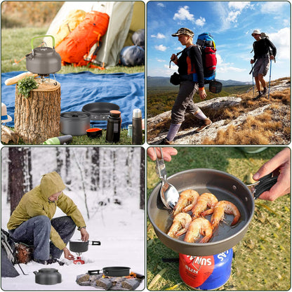 3Pcs Camping Cookware Non-Stick Camping Cooking Set Lightweight Camping Pots and Pans Set for Backpacking Outdoor Hiking Picnic