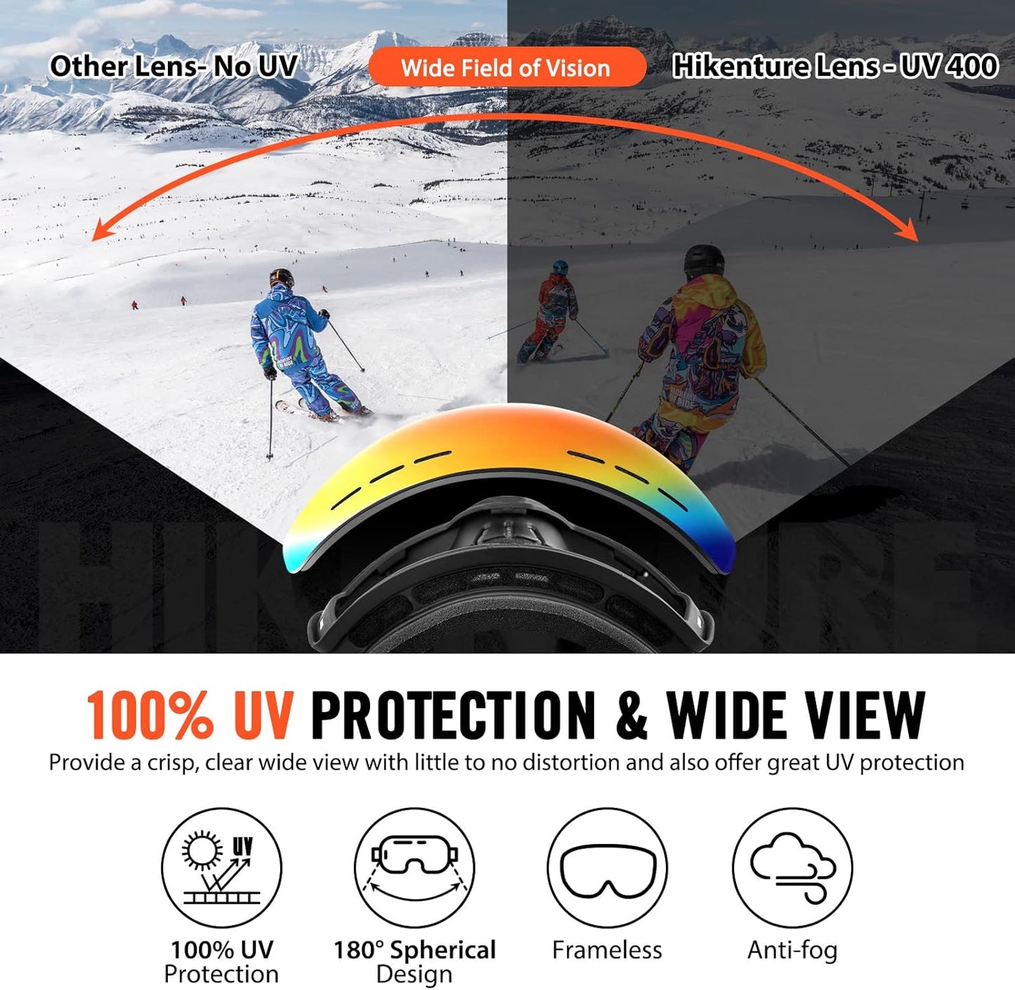 Hikenture magnetic ski goggles for prescription glasses, anti - fog - Tatooine Nomad