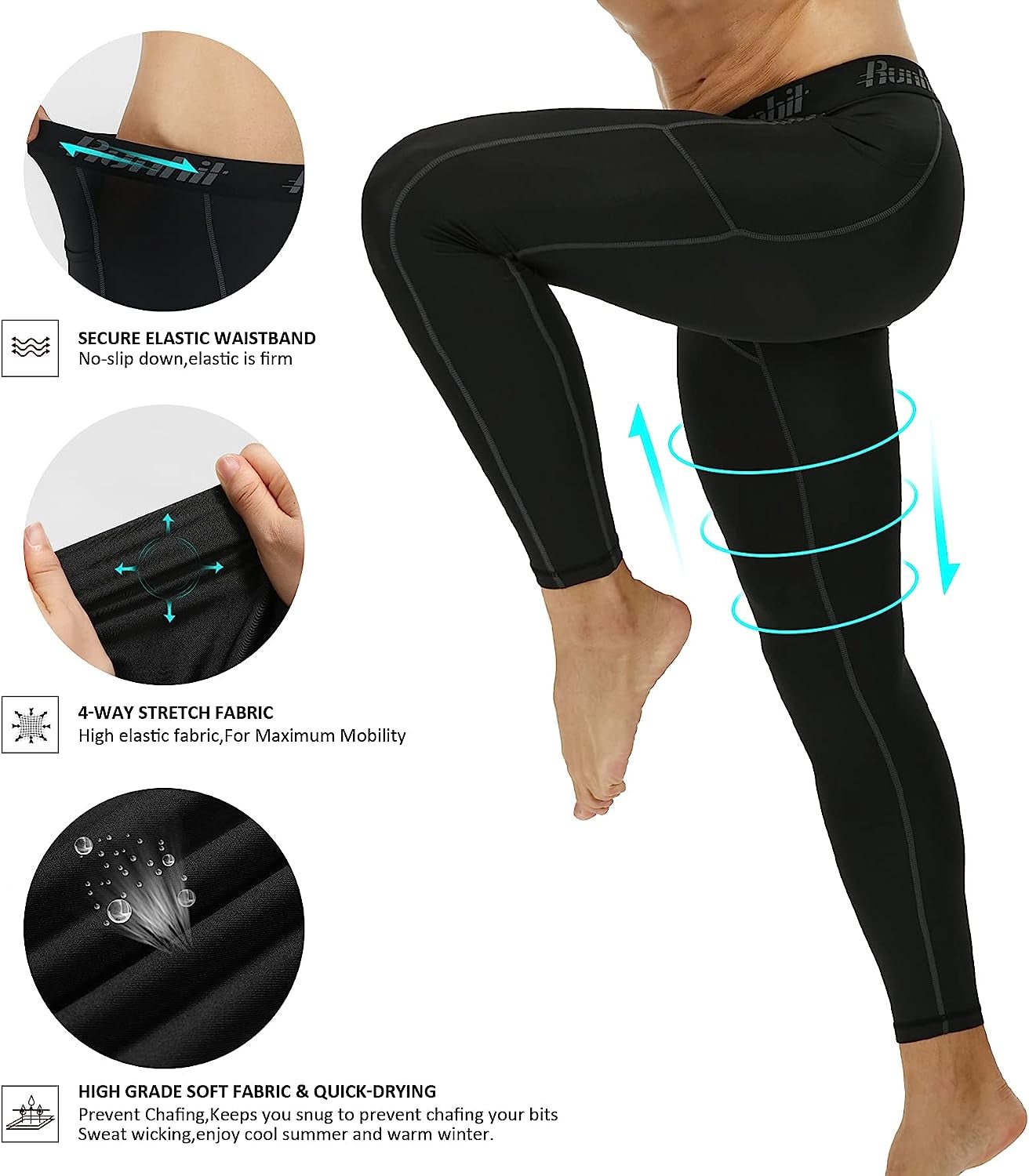 Men's Compression Running Tights with Four - Way Stretch - Tatooine Nomad