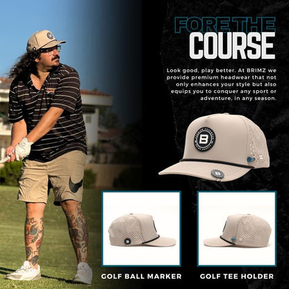 BRIMZ Tan Golf Performance Snapback Hat with Ball Marker - Tatooine Nomad