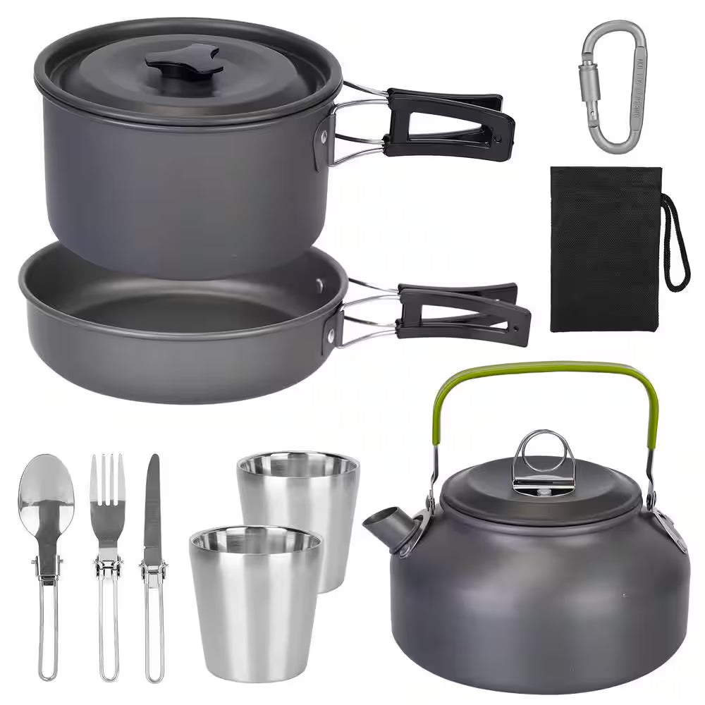 12Pcs Camping Cookware Set Camping Stove Aluminum Pot Pans Kit - Tatooine Nomad