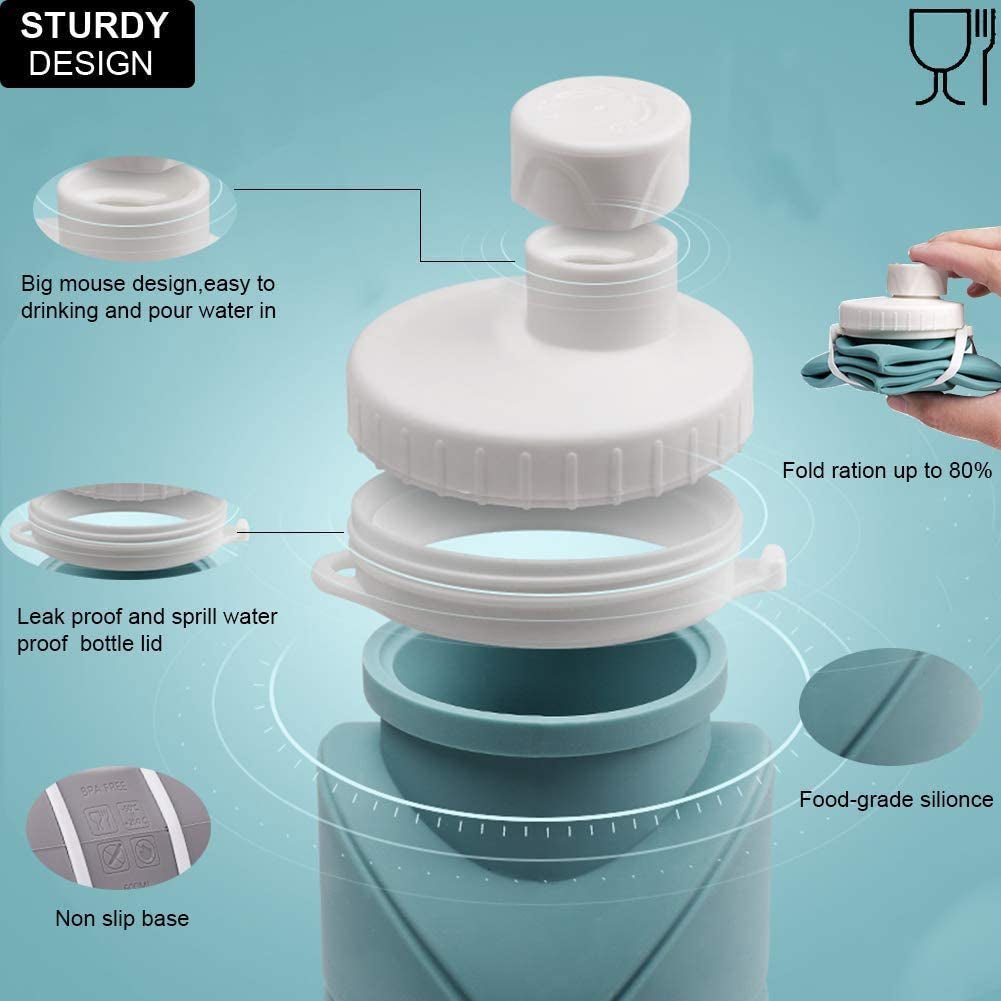 silicone collapsible water bottle with valve for hiking - Tatooine Nomad