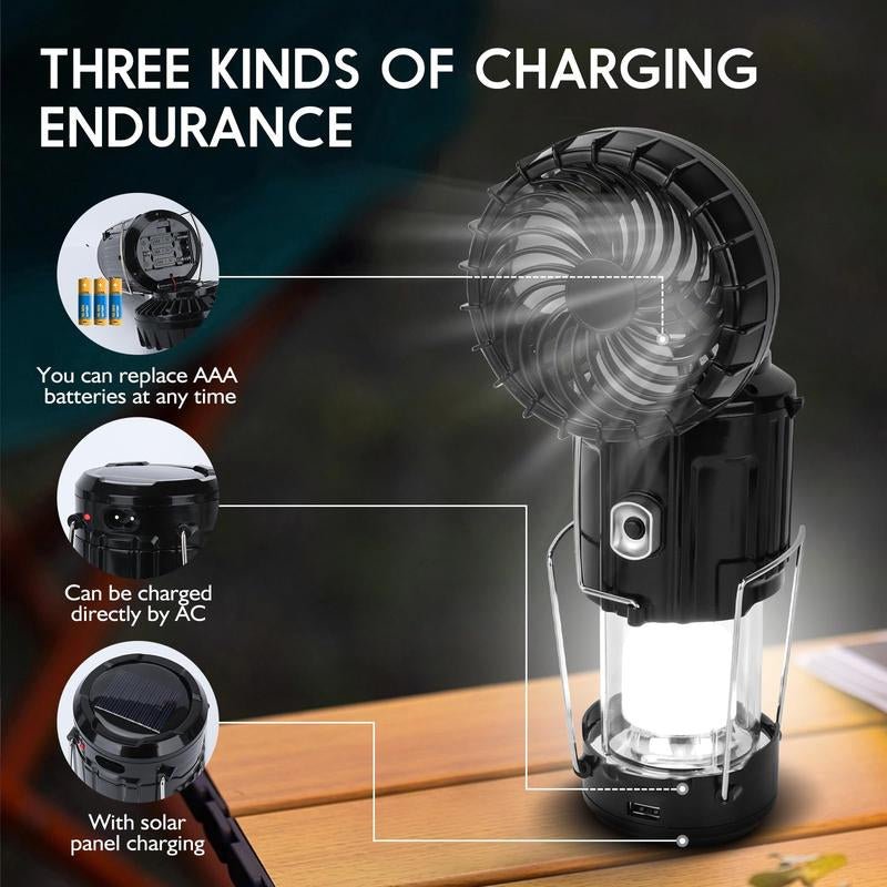 solar rechargeable camping lantern with fan and USB charger - Tatooine Nomad