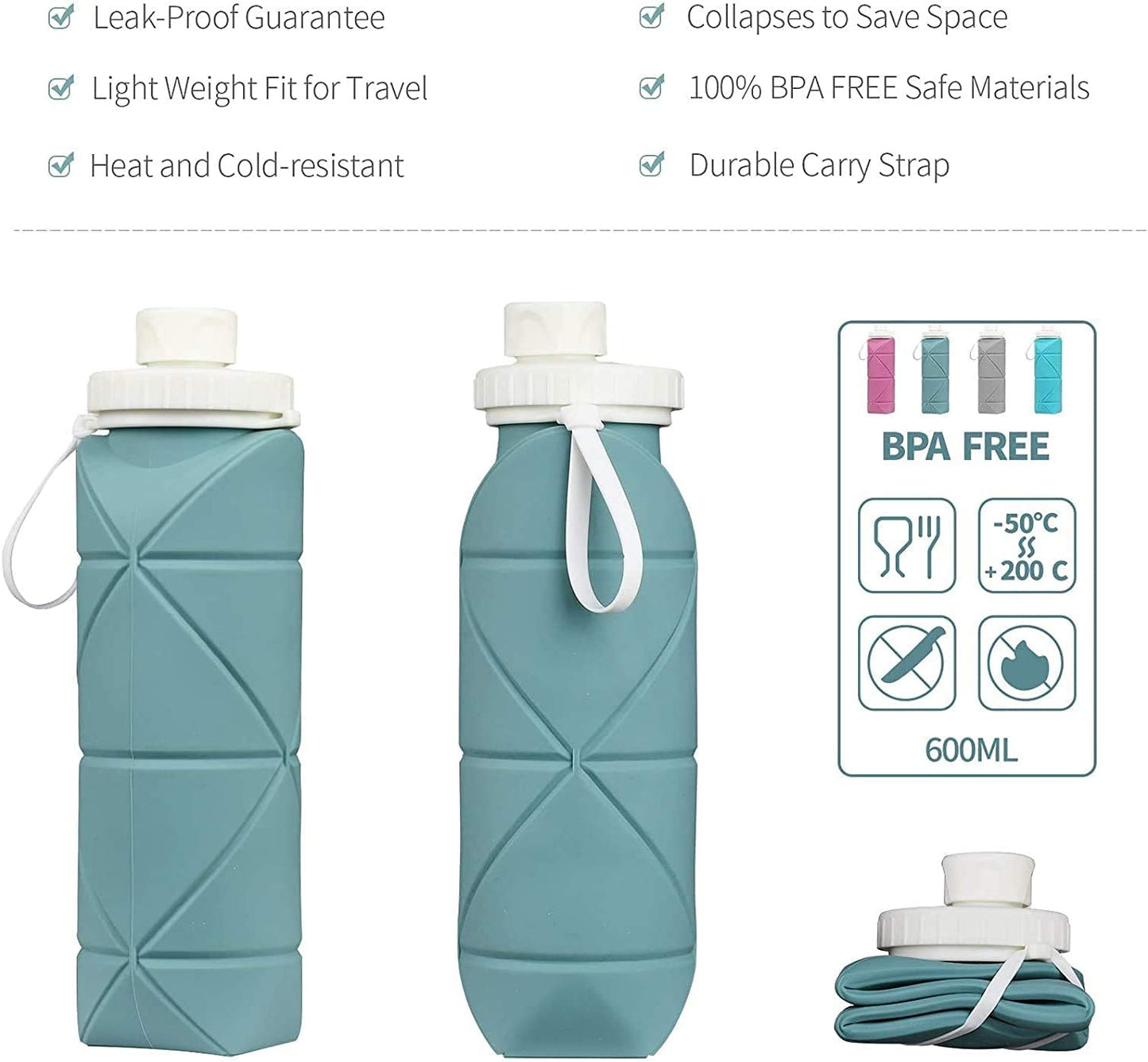 silicone collapsible water bottle with valve for hiking - Tatooine Nomad