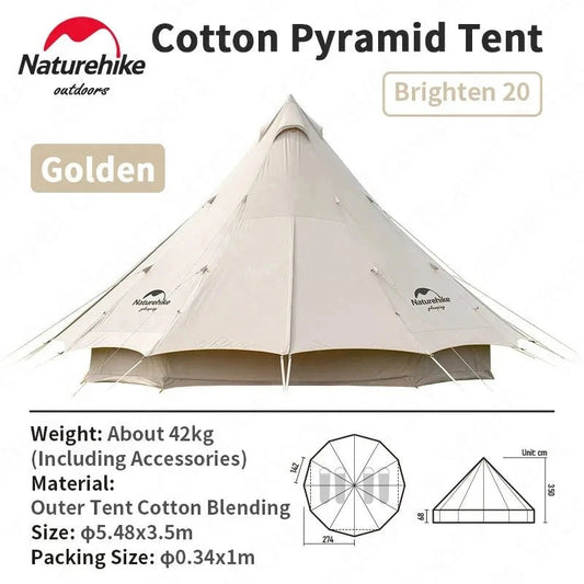 Naturehike Brighten 20 Cotton Pyramid Tent for 3 - 4 Persons - Tatooine Nomad