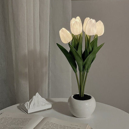 LED Tulip Flower Night Light Artificial Flowerpot Potted Plant Landscape Table Lamp Home Bedroom Living Room Decoration Gift Home - Tatooine Nomad