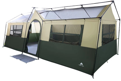 hazel creek 12 - person 3 - room cabin tent, green, 20' x 9' - Tatooine Nomad