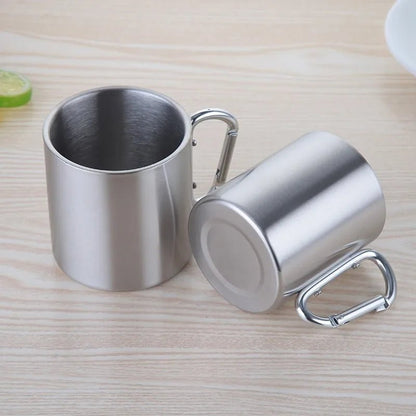 stainless steel camping mug with carabiner handle - 220/300/450ml - Tatooine Nomad