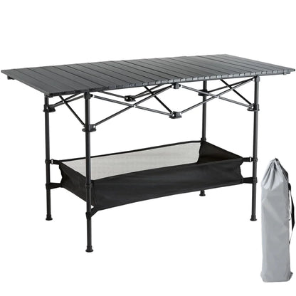 Camping Table with Carry Bag, Folding Camping Table with Storage, Carbon Steel Roll up Table with Adjustable Height, Portable Picnic Table for Outdoor Camping Travel Backyard BBQ Patio Beach - Tatooine Nomad