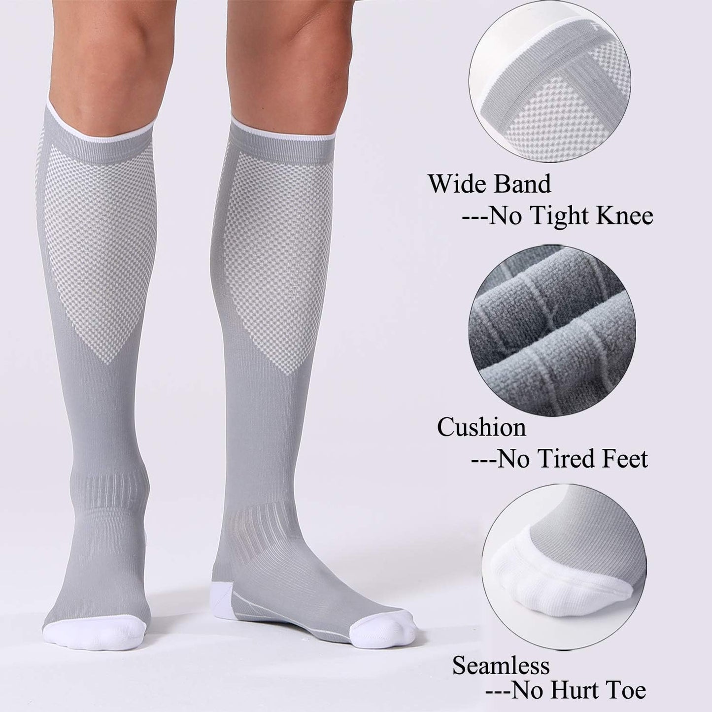 3 Pairs Compression Socks for Women and Men 20-30Mmhg-Circulation Support Socks