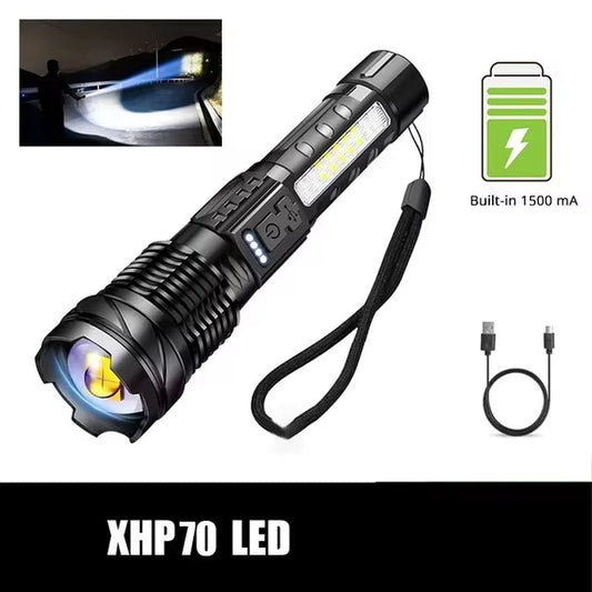 XHP70 LED Rechargeable Flashlight with 7 Modes & Side Light - Tatooine Nomad