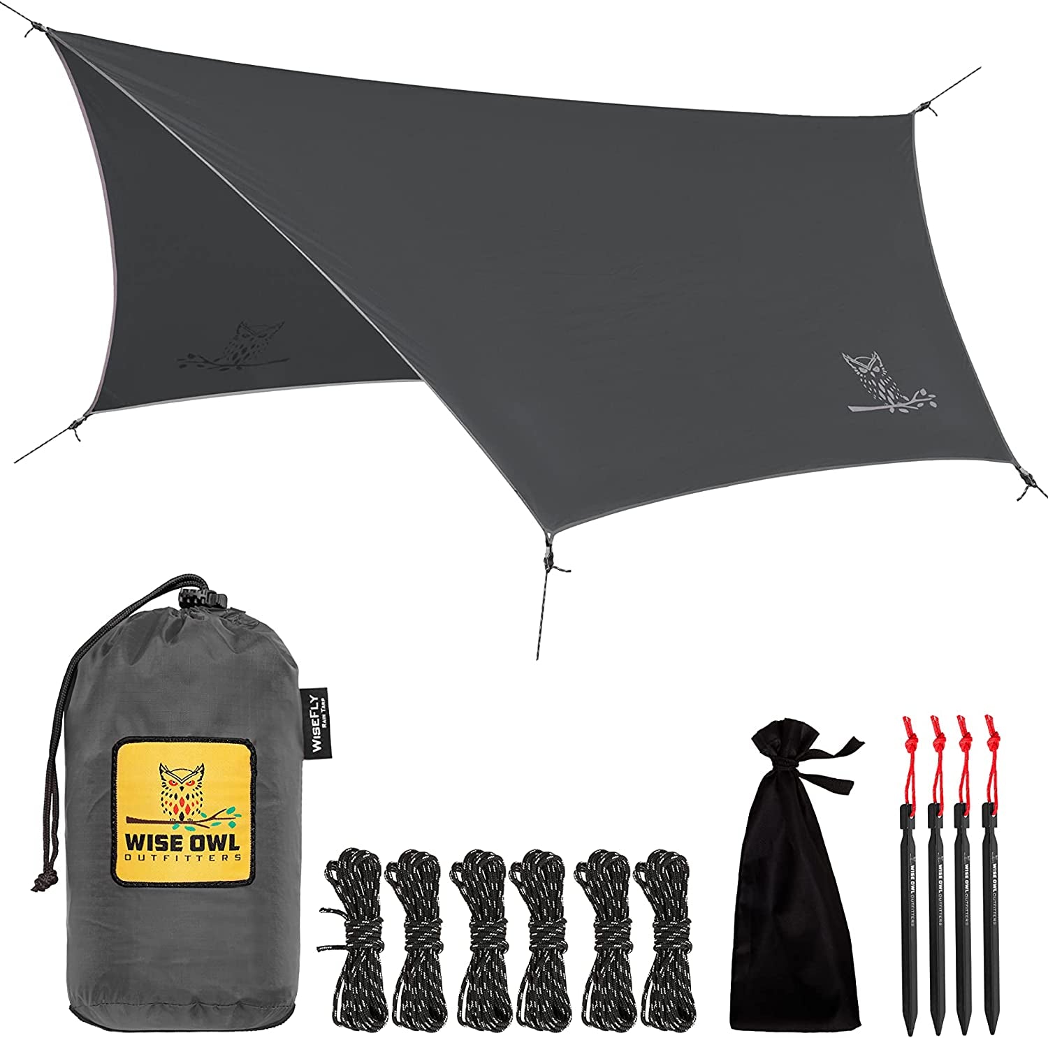 Hammock Tarp, Hammock Tent - Rain Tarp for Camping Hammock - Camping Gear Must Haves W/Easy Set up Including Tent Stakes and Carry Bag - Tatooine Nomad