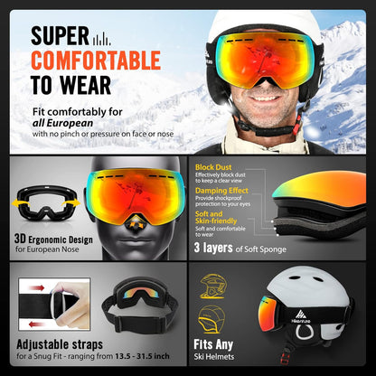 Hikenture magnetic ski goggles for prescription glasses, anti - fog - Tatooine Nomad