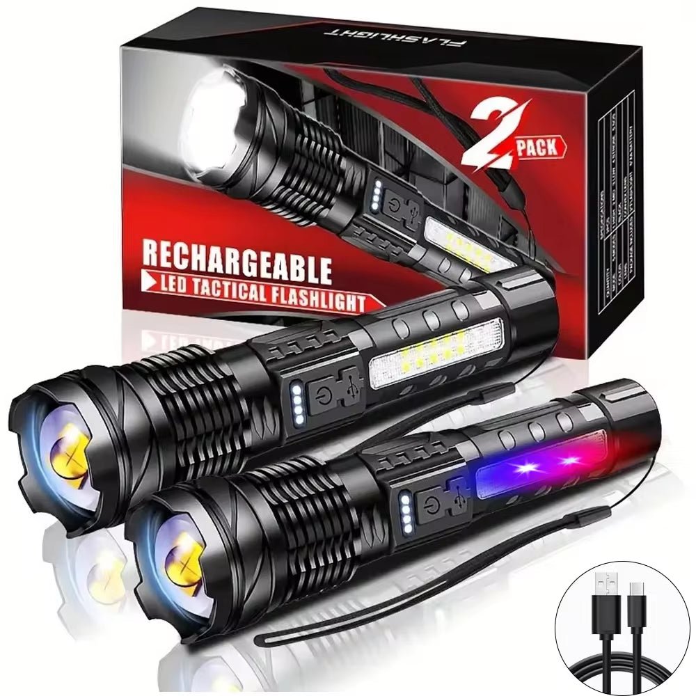 XHP70 LED Rechargeable Flashlight with 7 Modes & Side Light - Tatooine Nomad