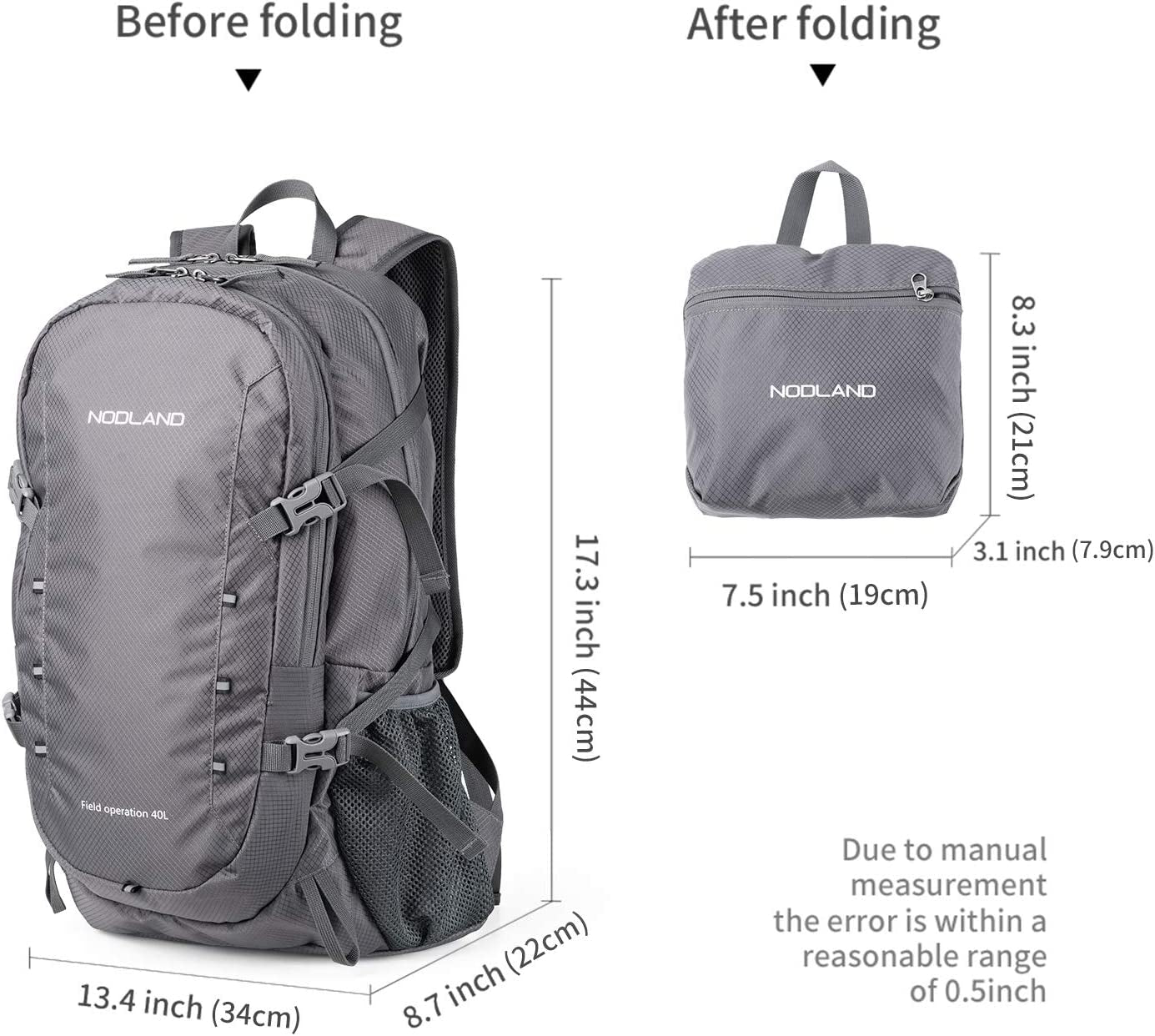 NODLAND 40L Lightweight Foldable Waterproof Backpack for Travel - Tatooine Nomad