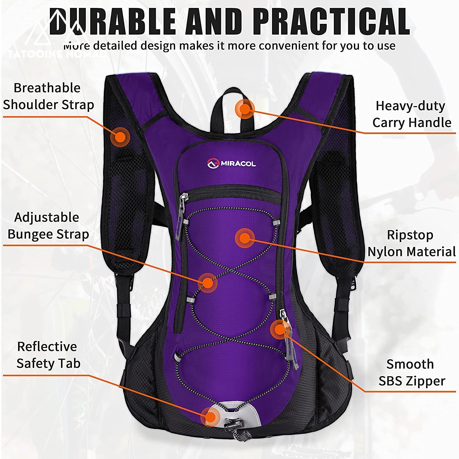 lightweight hydration pack with 2L bladder for outdoor activities - Tatooine Nomad