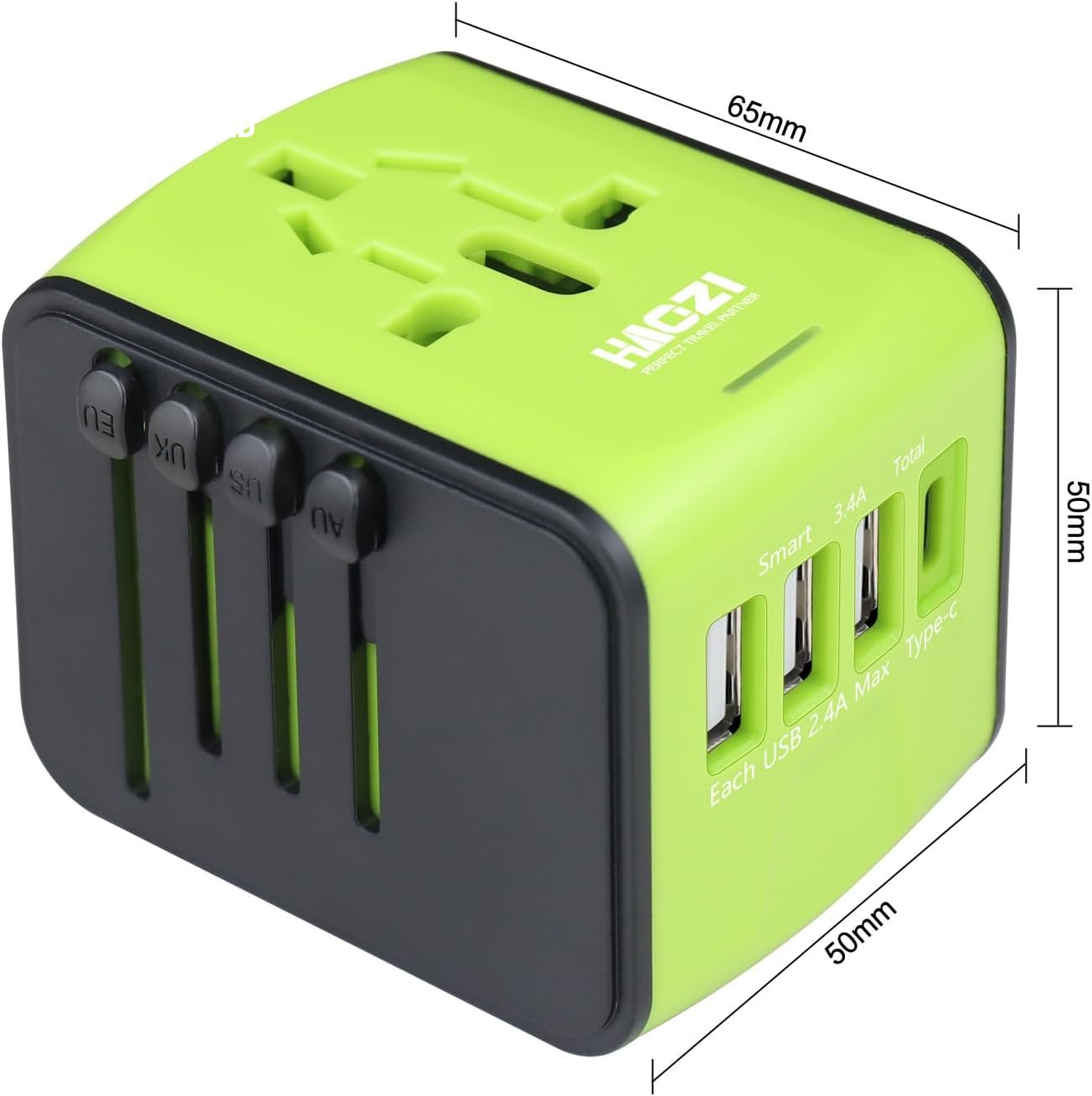 European Travel Plug Adapter, Universal Travel Adapter, 2.4A USB, 3.0A Type - C International Travel Adapter, Universal Travel Plug Adapter for US, UK, EU, AU & Asia Covers 150+Countries (Green) - Tatooine Nomad