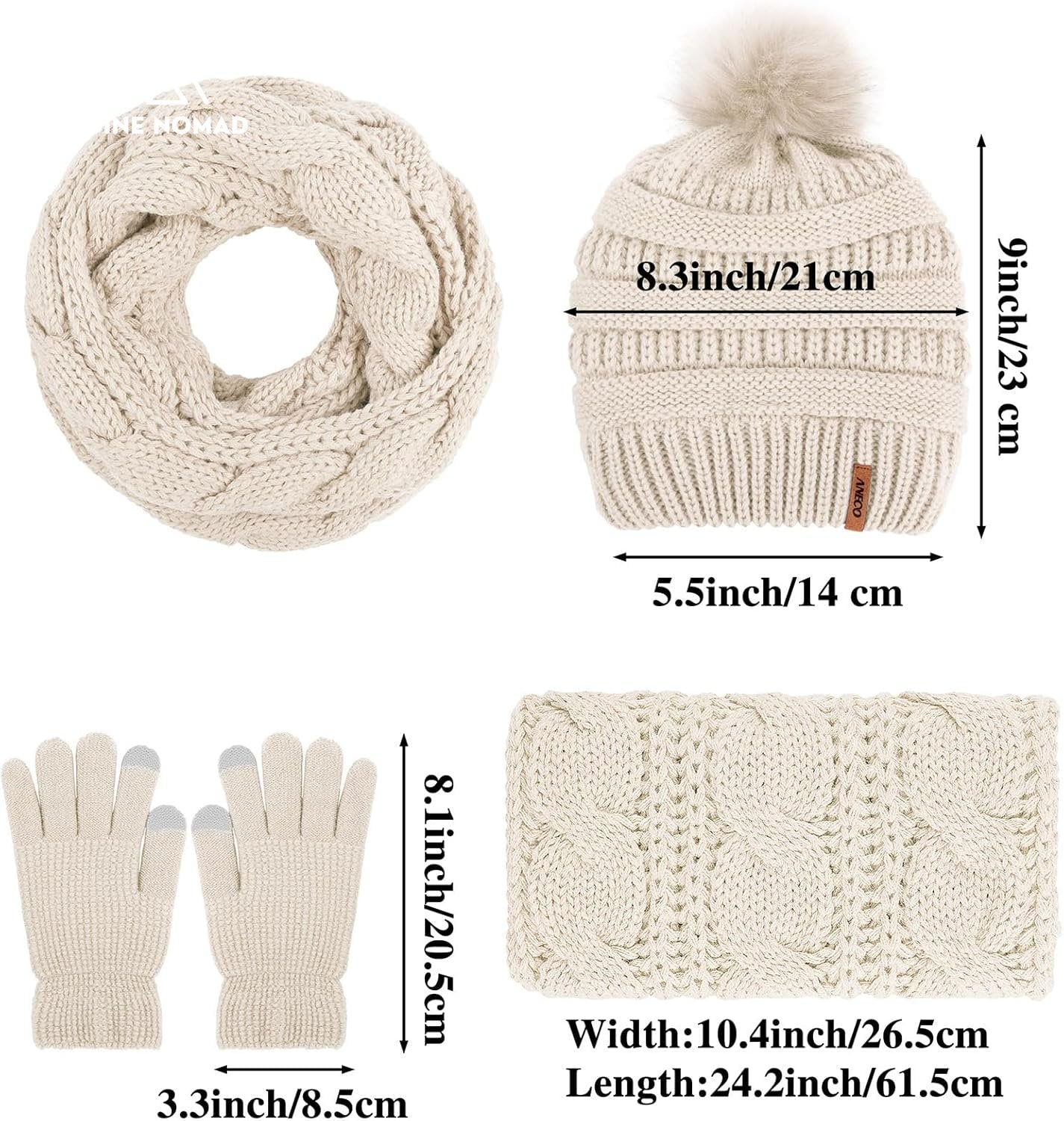 womens knitted winter set with beanie, scarf & gloves - Tatooine Nomad