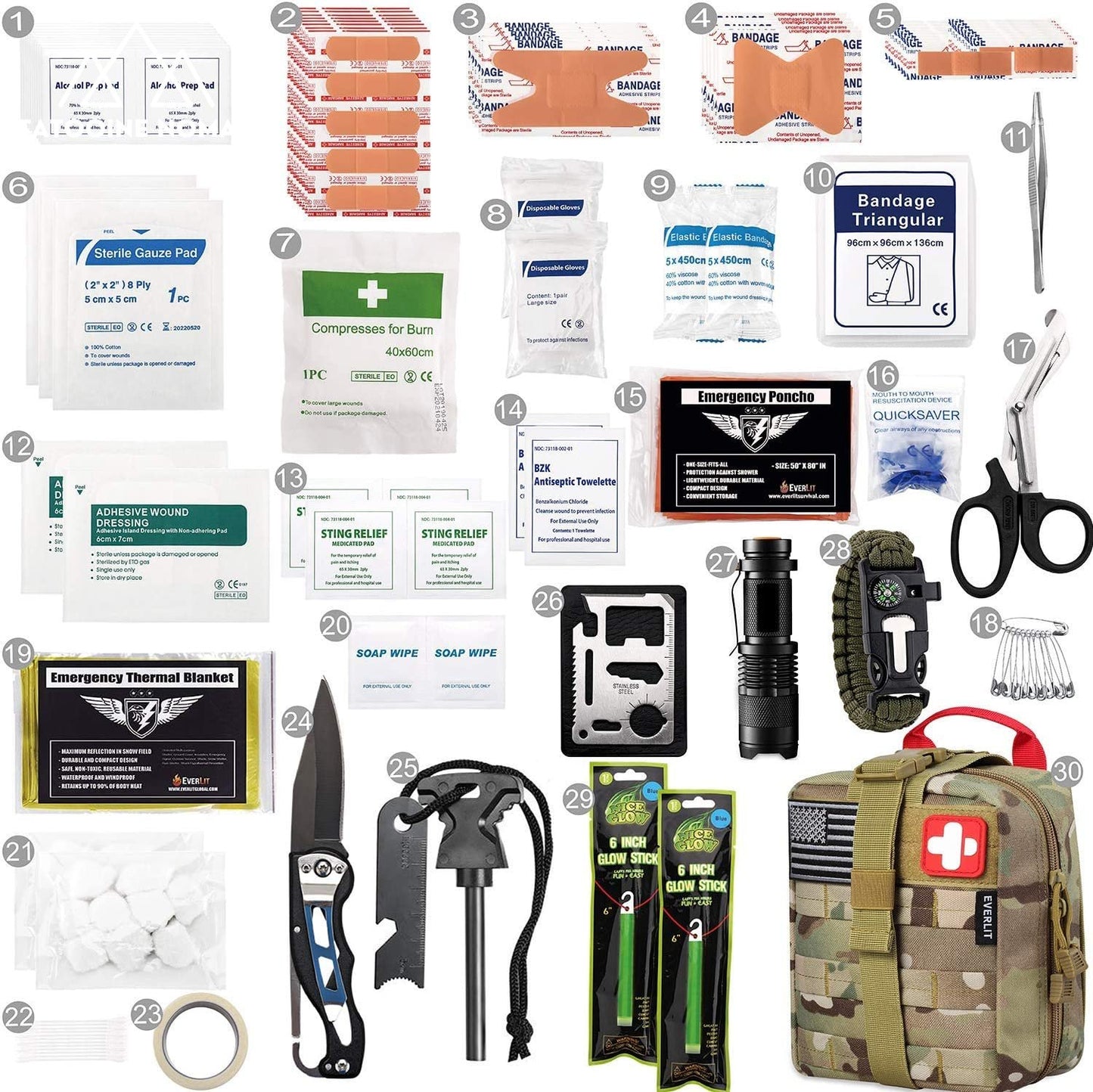 250 - Piece Survival First Aid Kit with Molle Pouch for Outdoors - Tatooine Nomad