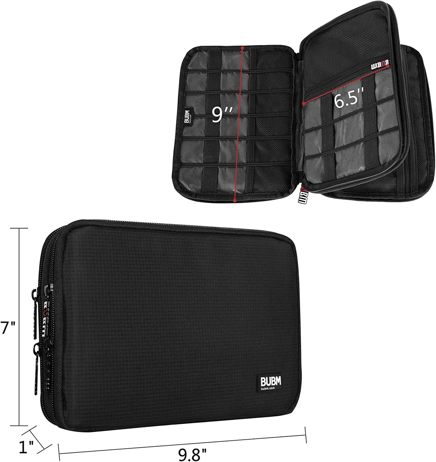 Double Layer Electronic Accessories Organizer, Travel Gadget Bag for Cables, USB Flash Drive, Plug and More, Perfect Size Fits for Ipad Mini (Medium, Black) - Tatooine Nomad