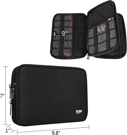 Double Layer Electronic Accessories Organizer, Travel Gadget Bag for Cables, USB Flash Drive, Plug and More, Perfect Size Fits for Ipad Mini (Medium, Black) - Tatooine Nomad